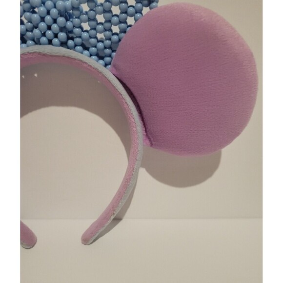 Disney Minnie Mouse Pink Ears Beaded Baby Blue Bow - Picture 9 of 9